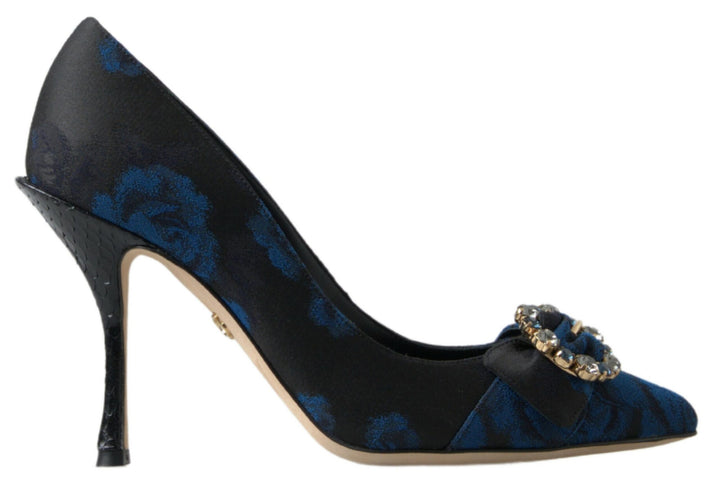 Elegant blue crystal-embellished pumps