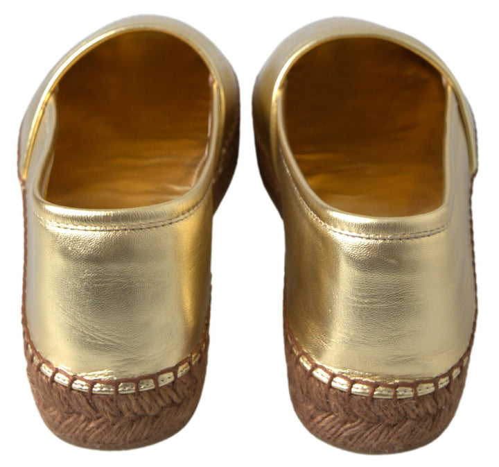 Dolce & Gabbana Goldene Eleganz Espadrilles aus Leder