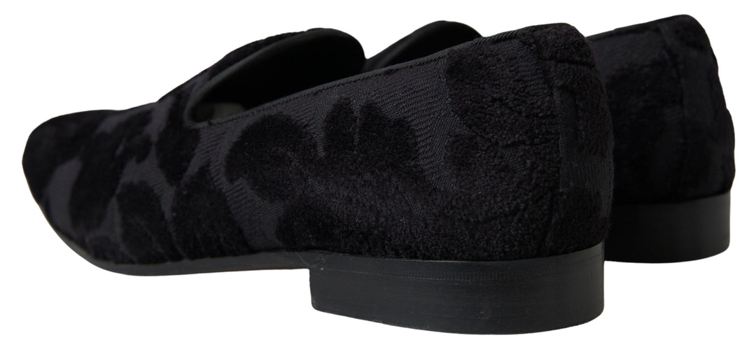 Schwarzer Brokat Loafers Formelle Schuhe