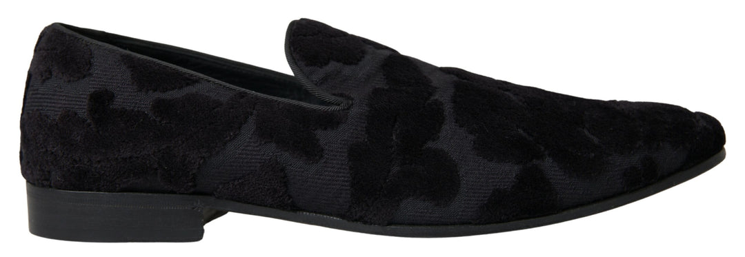 Schwarzer Brokat Loafers Formelle Schuhe