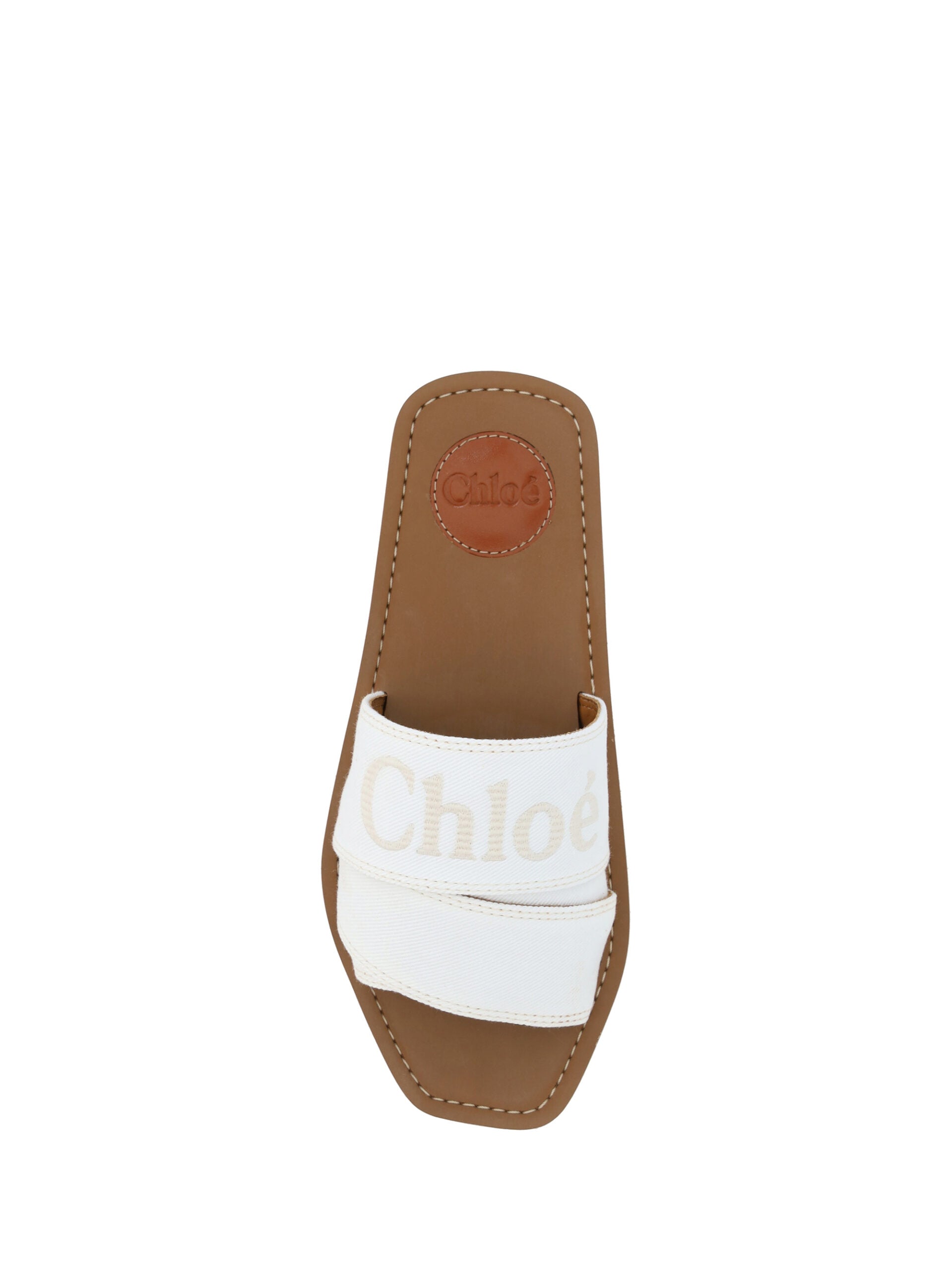 Elegant white cotton slide sandals