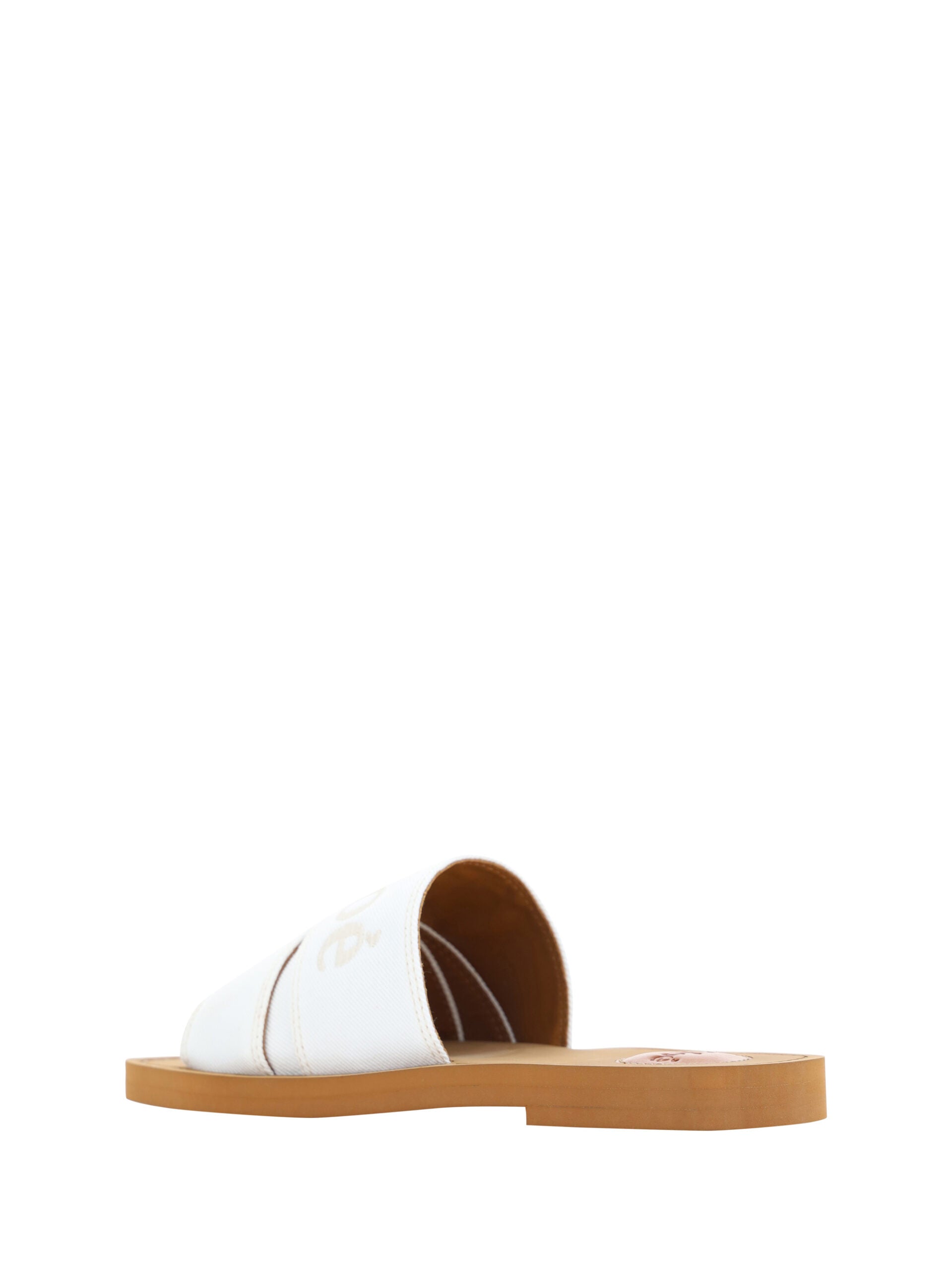Elegant white cotton slide sandals