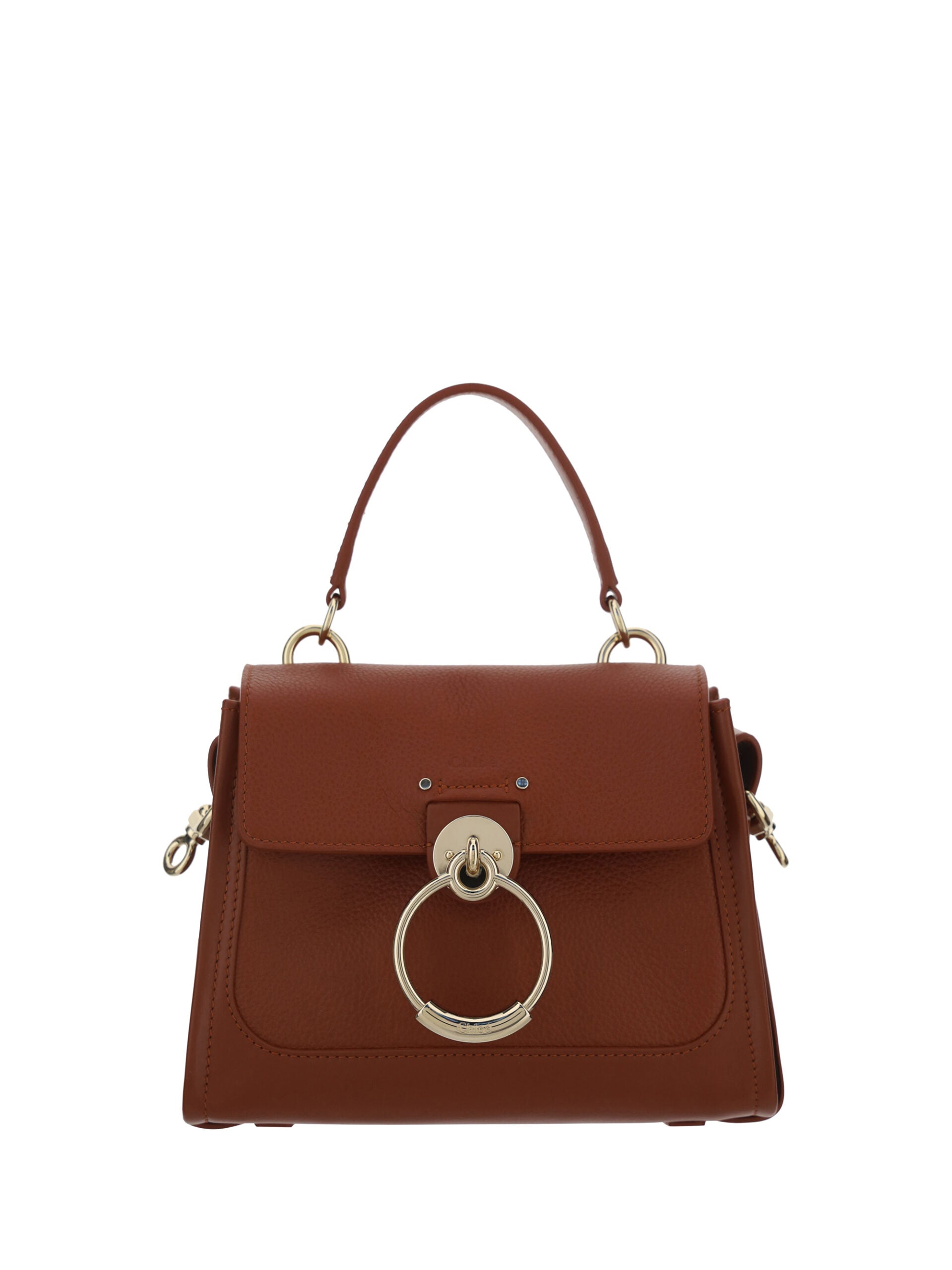 Elegant shoulder handbag made of brown calfskin in sepia