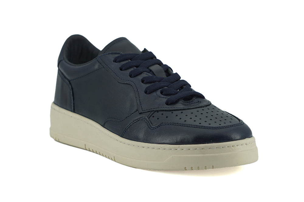 Saxone of Scotland Elegante Marineblaue Leder-Sneakers