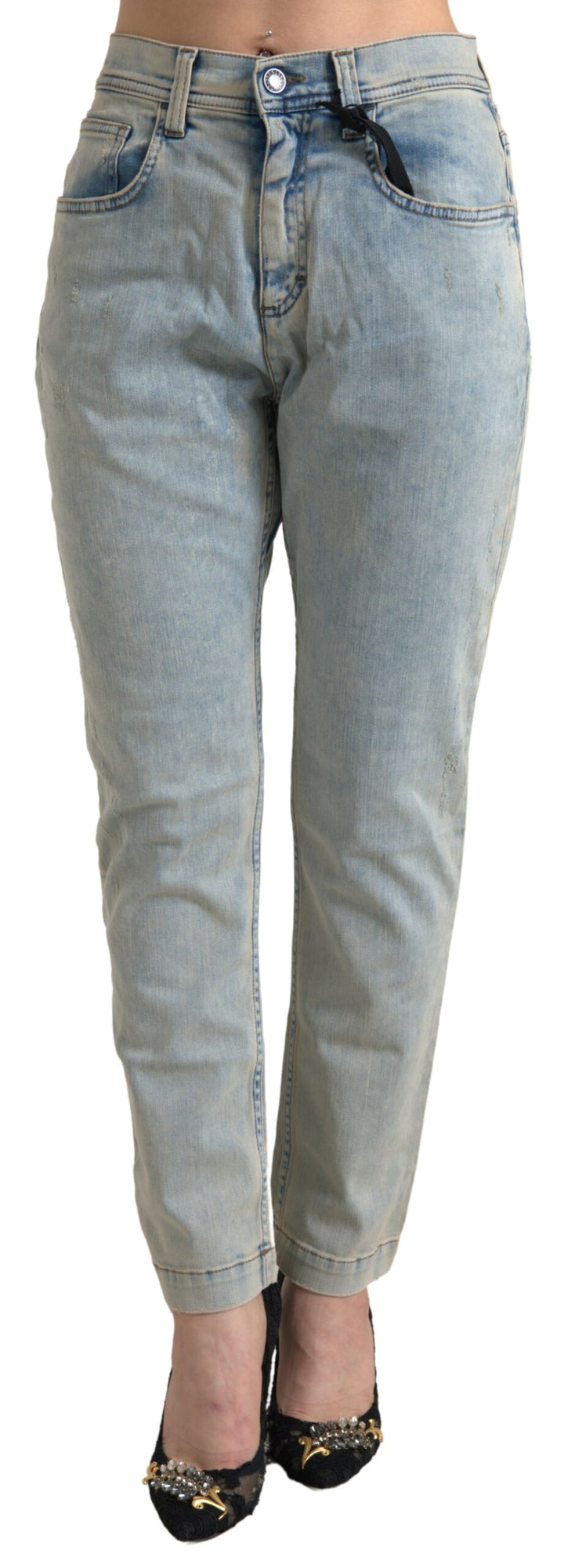 Chic mid-waist skinny jeans in blue