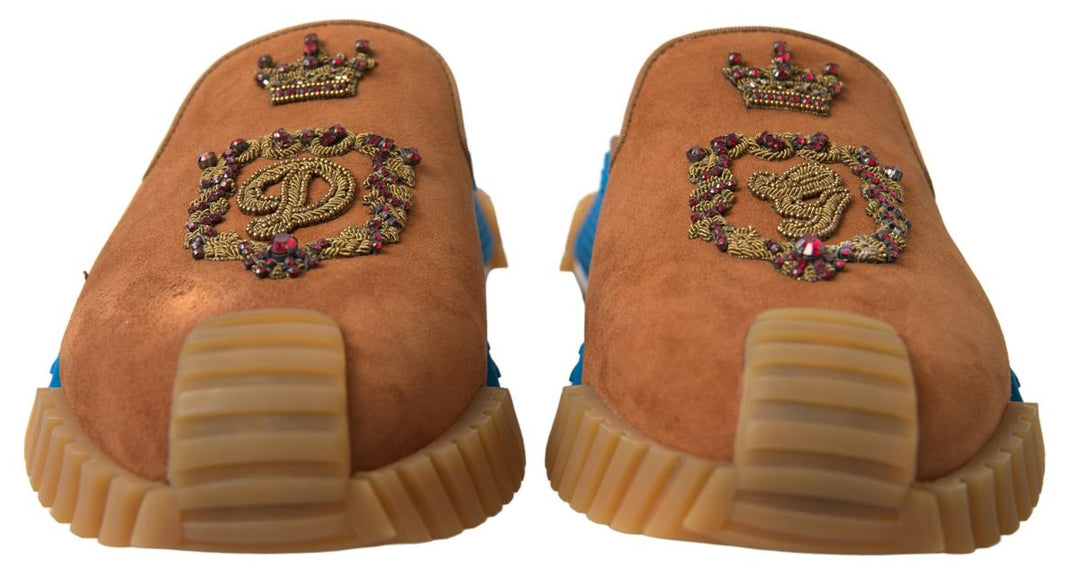 Braunes Wildleder Crown Logo NS1 Rutschen Sandalen