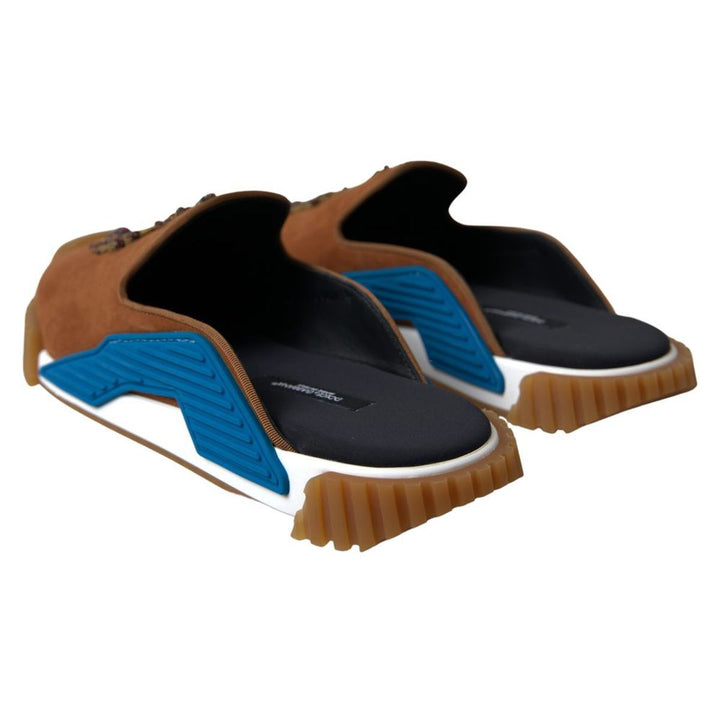 Braunes Wildleder Crown Logo NS1 Rutschen Sandalen