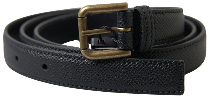 Elegant black Italian leather belt