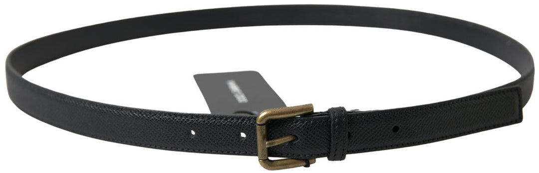 Elegant black Italian leather belt