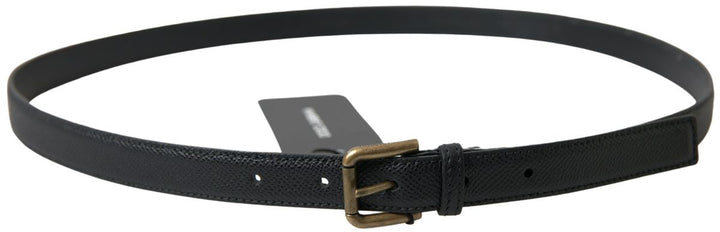 Elegant black Italian leather belt