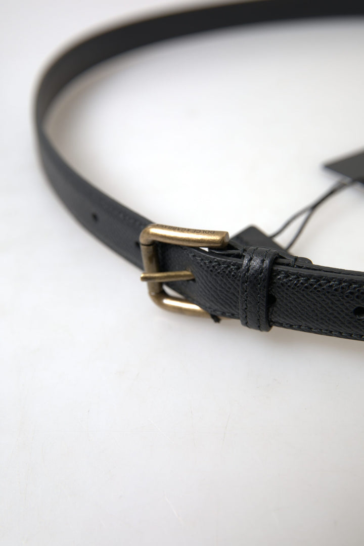 Elegant black Italian leather belt