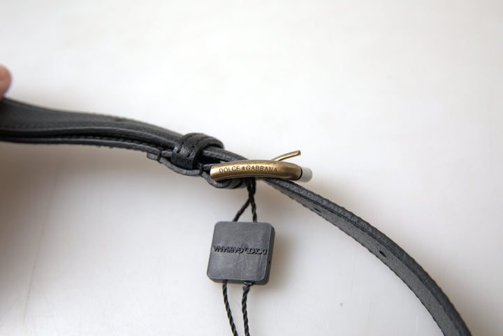 Elegant black Italian leather belt