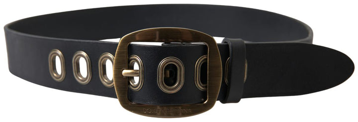 Slim Italian leather belt with metal buckle