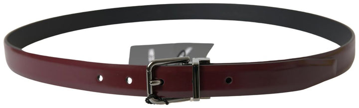 Elegant burgundy leather belt with metal buckle