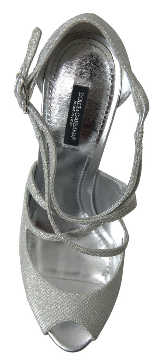 Silber schimmert Sandalen Absatz Pumps Schuhe