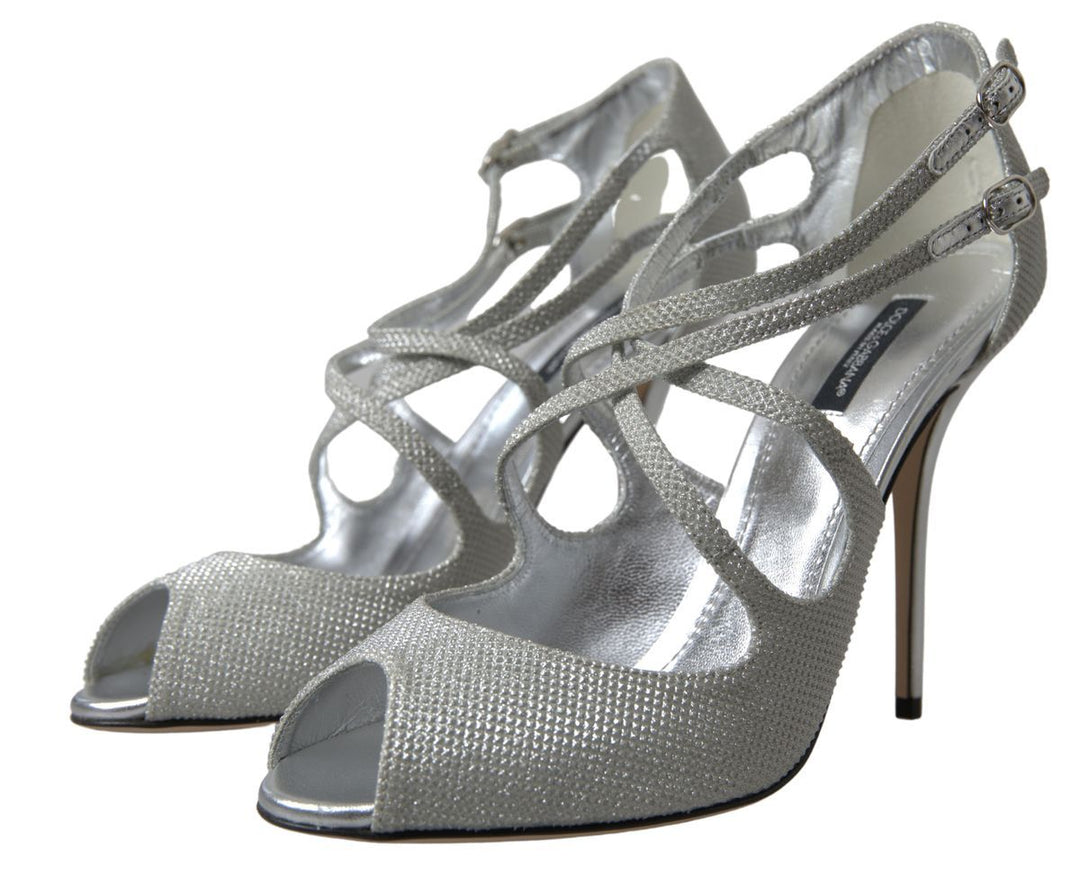 Silber schimmert Sandalen Absatz Pumps Schuhe