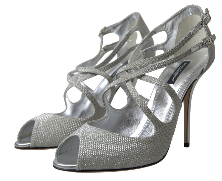 Silber schimmert Sandalen Absatz Pumps Schuhe