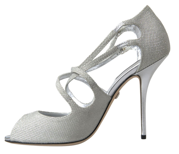 Silber schimmert Sandalen Absatz Pumps Schuhe