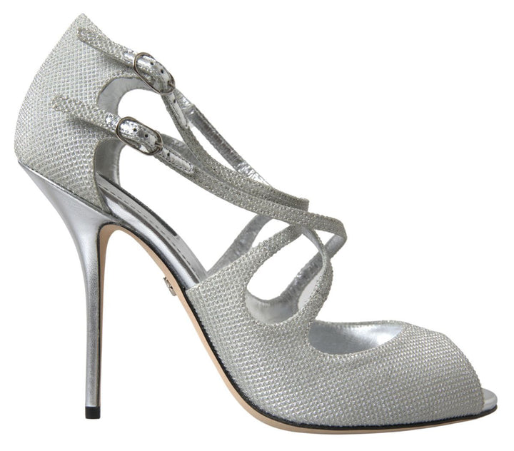 Silber schimmert Sandalen Absatz Pumps Schuhe