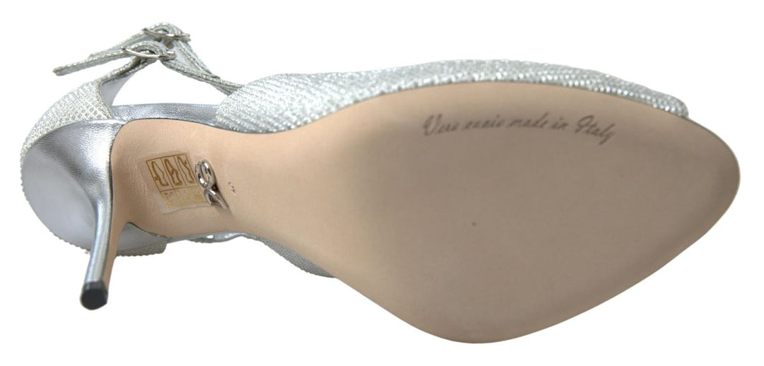 Silber schimmert Sandalen Absatz Pumps Schuhe