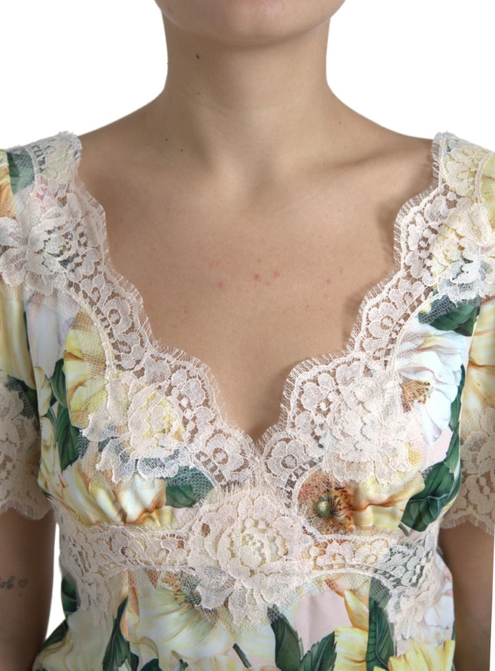 Dolce & Gabbana Elegante Seidenbluse mit Blumendruck