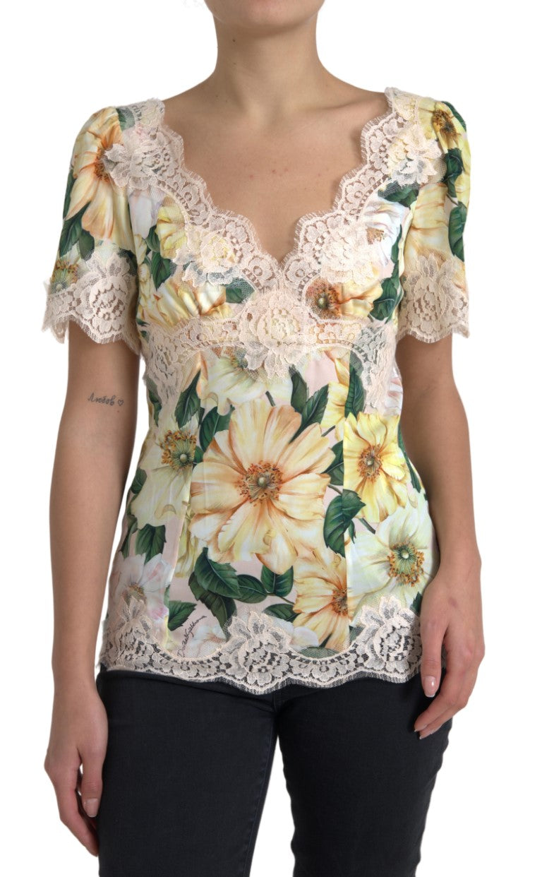 Dolce & Gabbana Elegante Seidenbluse mit Blumendruck