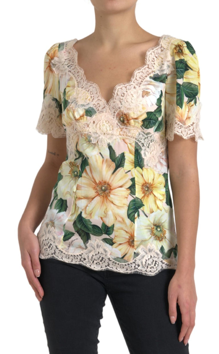 Dolce & Gabbana Elegante Seidenbluse mit Blumendruck