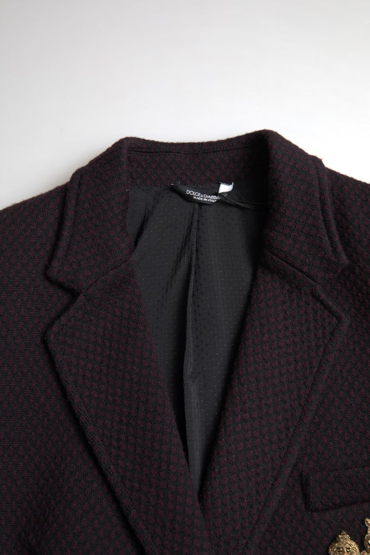 Elegant purple double-breasted wool blazer