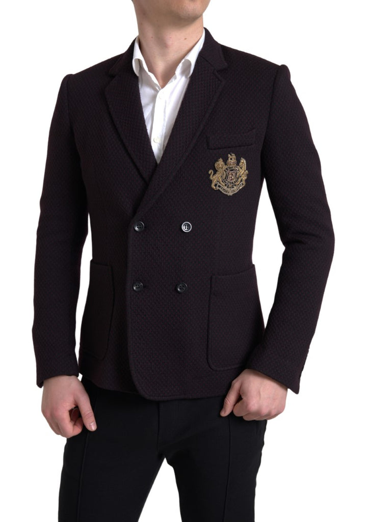 Elegant purple double-breasted wool blazer