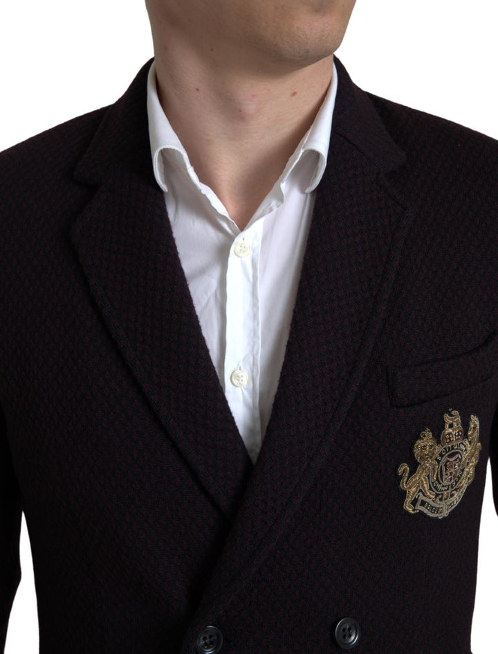 Elegant purple double-breasted wool blazer
