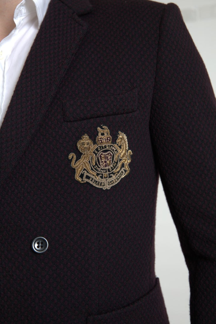 Elegant purple double-breasted wool blazer