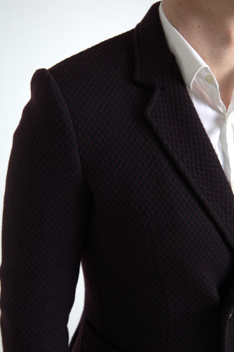 Elegant purple double-breasted wool blazer
