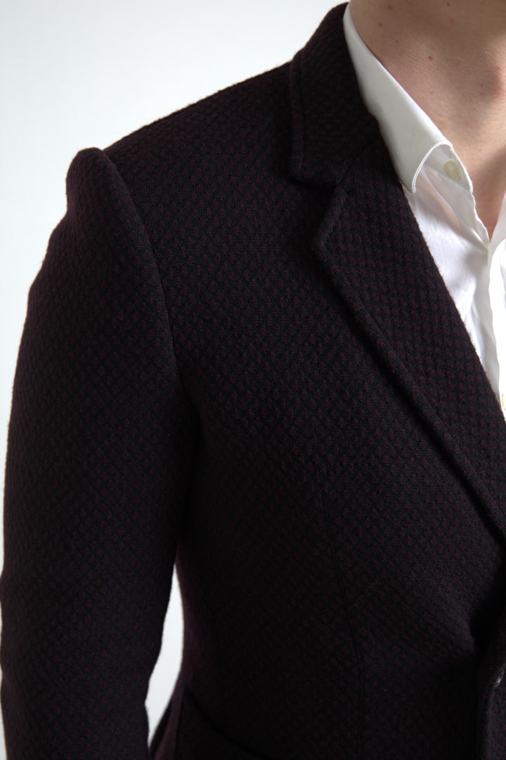 Elegant purple double-breasted wool blazer