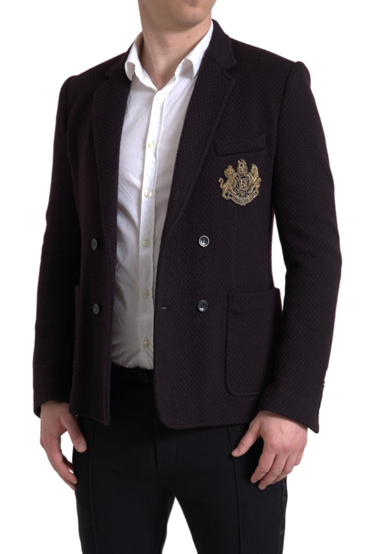 Elegant purple double-breasted wool blazer