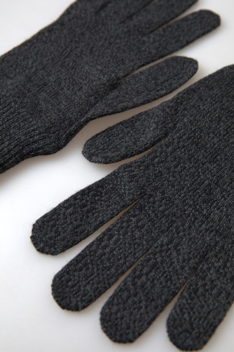 Graue Schurwolle stricken Hände Mitten Männer Handschuhe