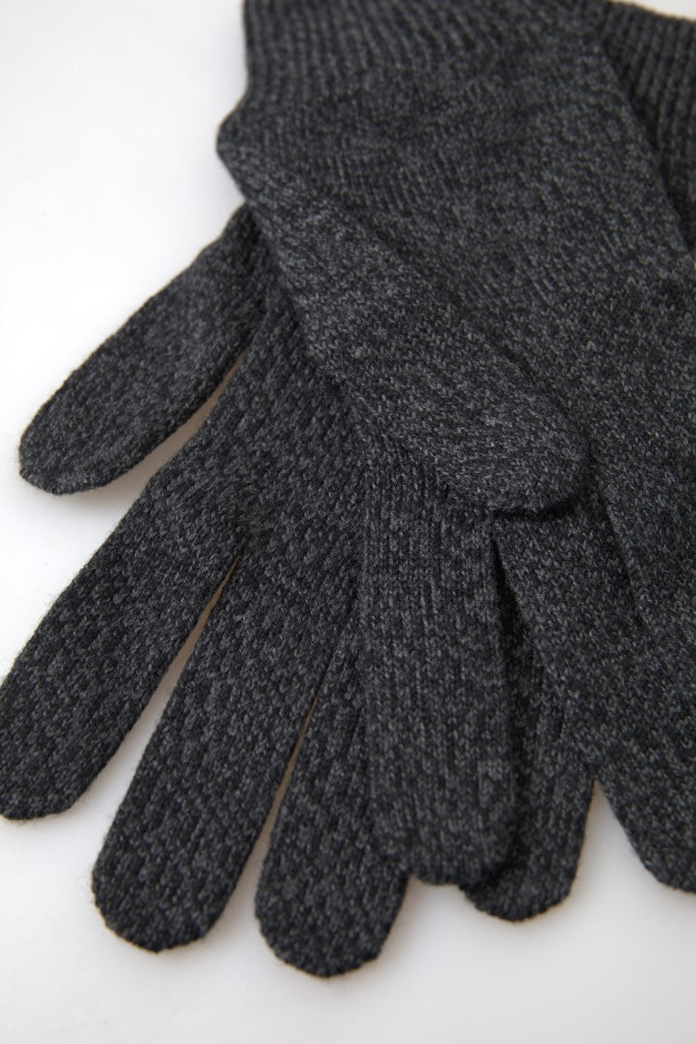 Graue Schurwolle stricken Hände Mitten Männer Handschuhe