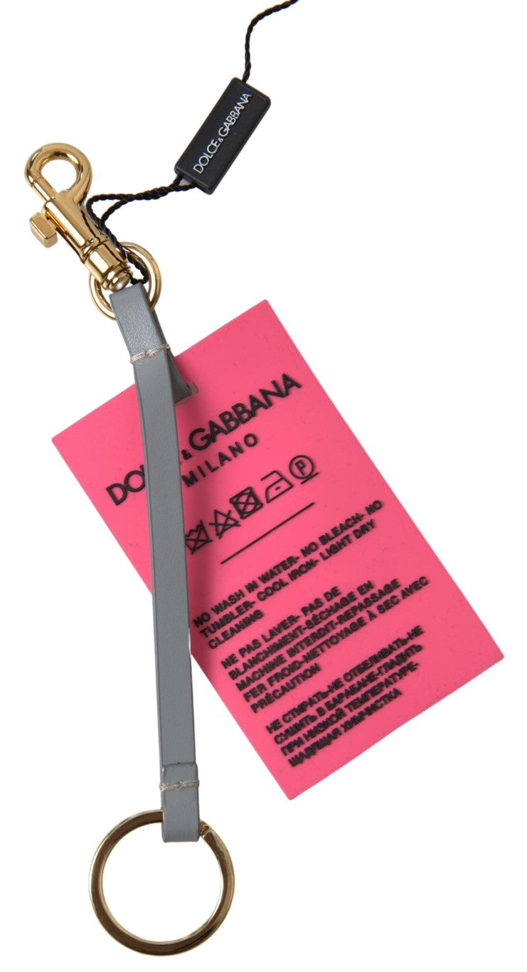 Chic pink keychain with leather trim