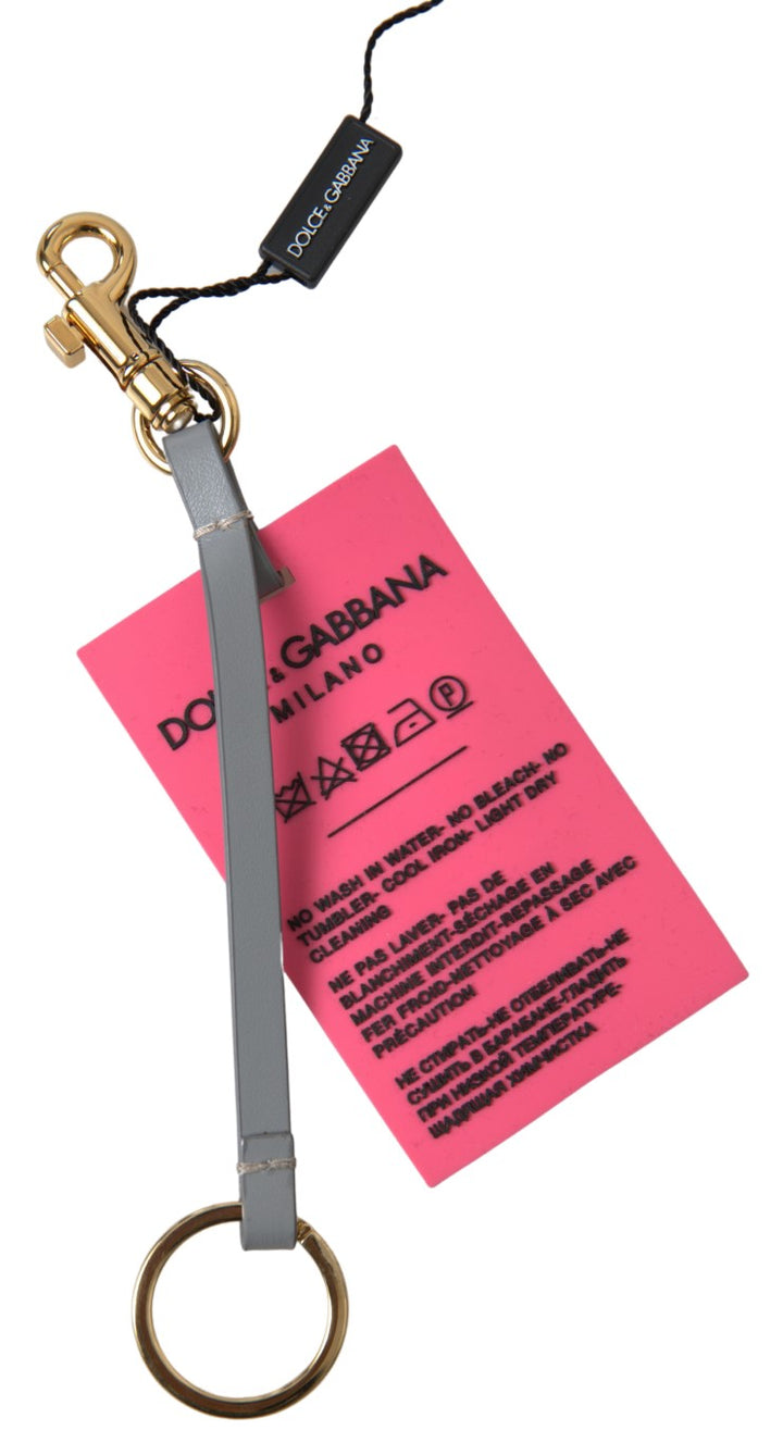 Chic pink keychain with leather trim