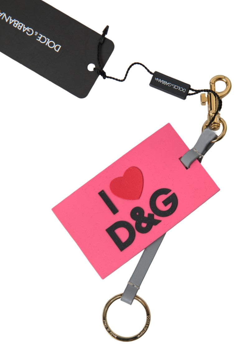 Chic pink keychain with leather trim