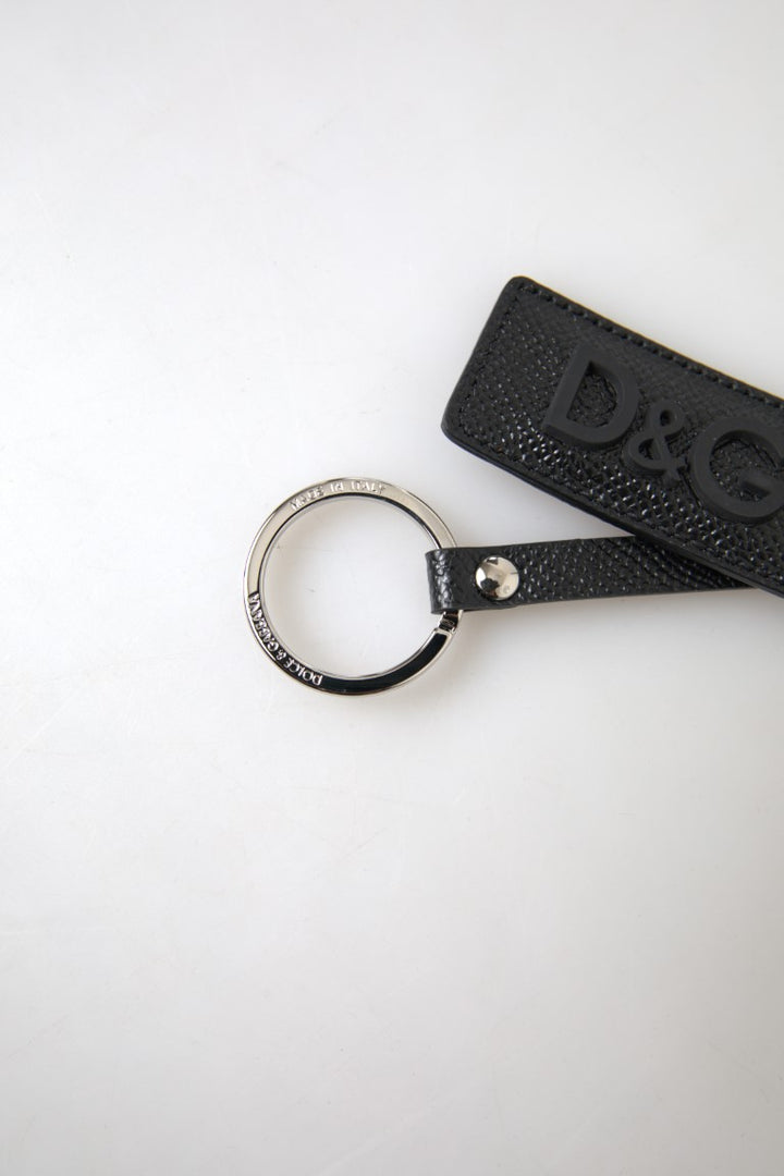 Elegant black leather keychain as an accessory