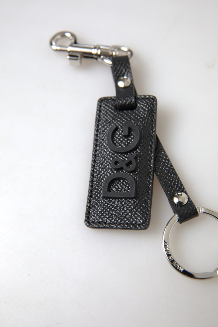 Elegant black leather keychain as an accessory