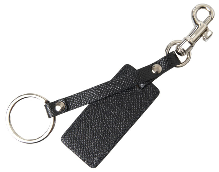 Elegant black leather keychain as an accessory
