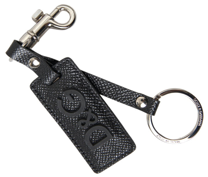 Elegant black leather keychain as an accessory