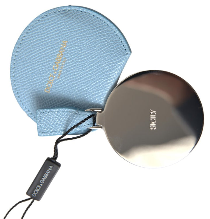 Elegant leather mirror holder in light blue