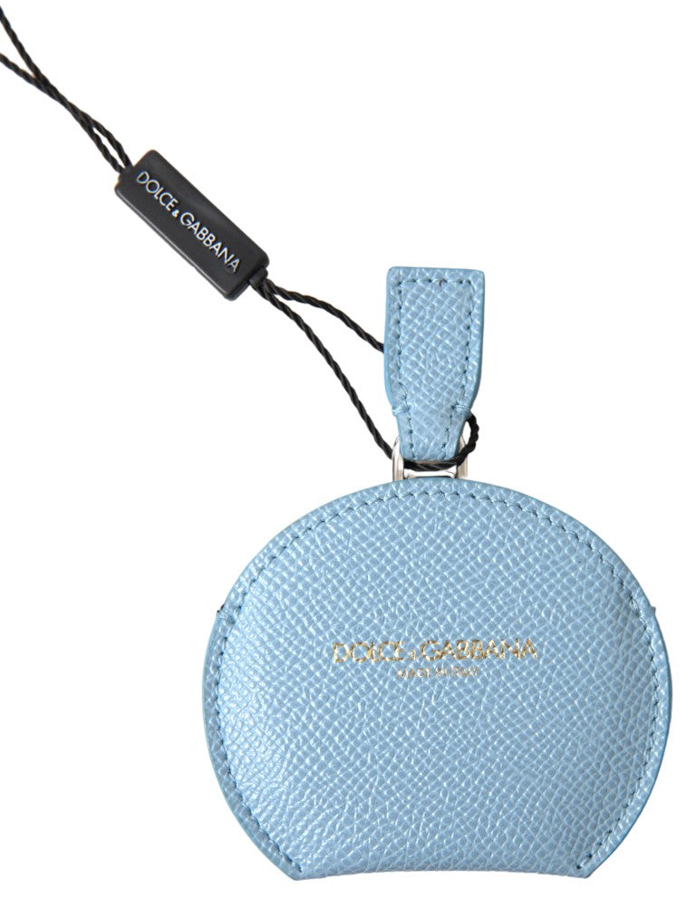 Elegant leather mirror holder in light blue