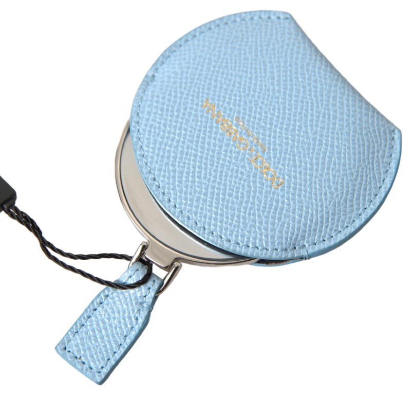 Elegant leather mirror holder in light blue