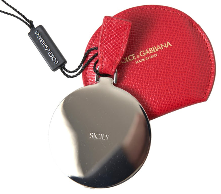Elegant red leather mirror holder