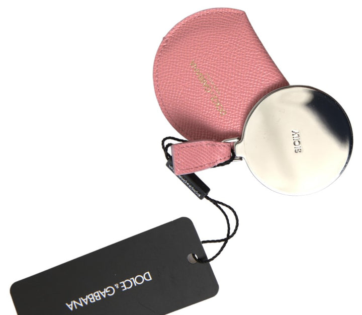 Chic pink leather hand mirror holder