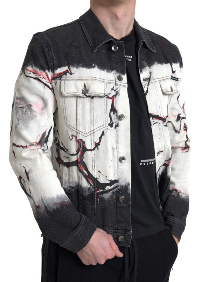 Multicolored stretch cotton denim jacket