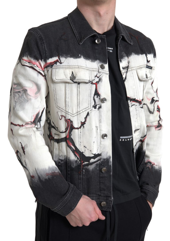 Multicolored stretch cotton denim jacket